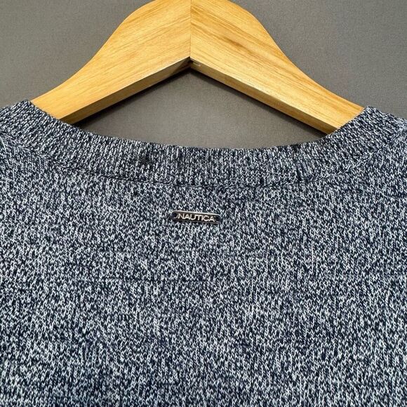 Nautica Women’s Grey Knit Sweater Size Small 100% Cotton Preppy Anchor Graphic - Picture 6 of 11
